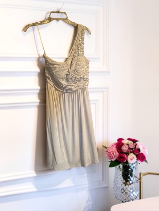 Max & Cleo Dresses & Skirts - Max and Cleo One Shoulder Elegant Dress, Eggshell Color with Sequin, Size 6